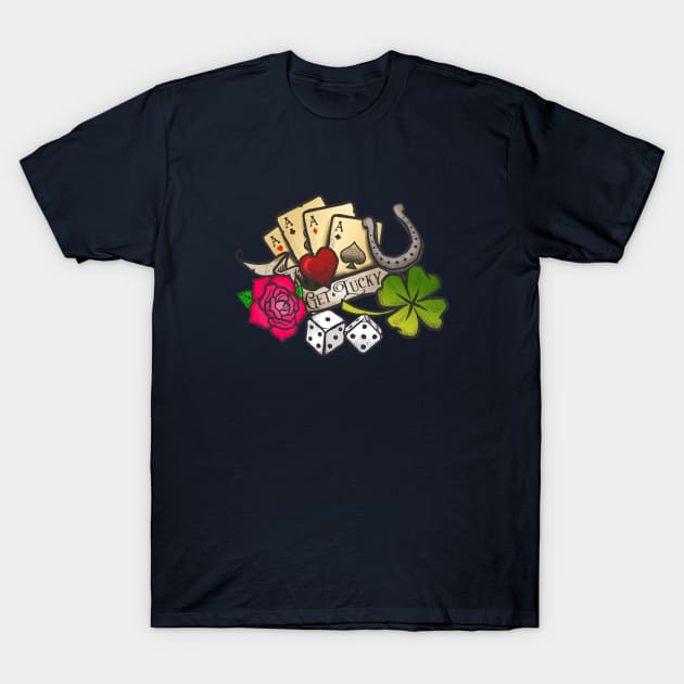 Get Lucky Traditional Tattoo T-Shirt by LittleBunnySunshine